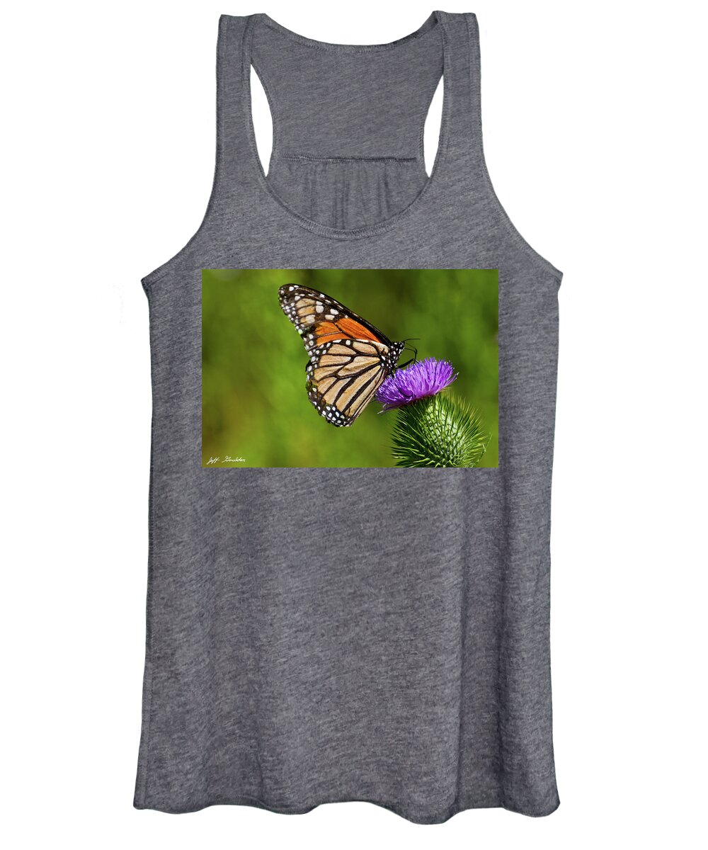 Animal Women's Tank Top featuring the photograph Monarch Butterfly on a Thistle by Jeff Goulden