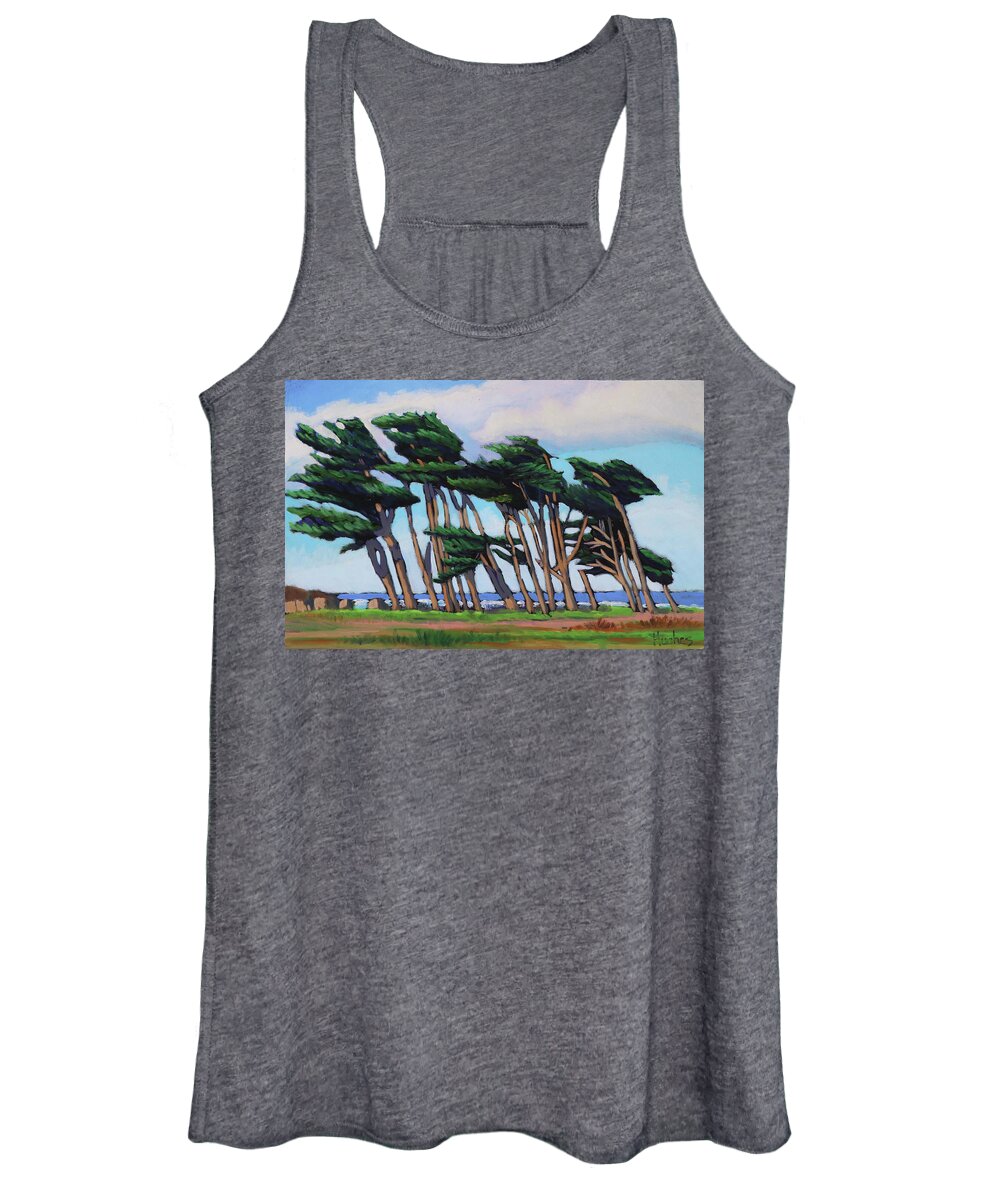 Monterey Women's Tank Top featuring the painting Monterey Cypress Row by Kevin Hughes