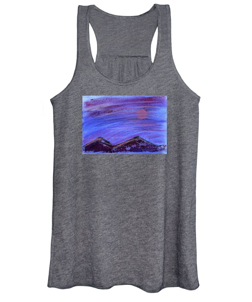 Paper Women's Tank Top featuring the painting Moon Rising by Hakon Soreide