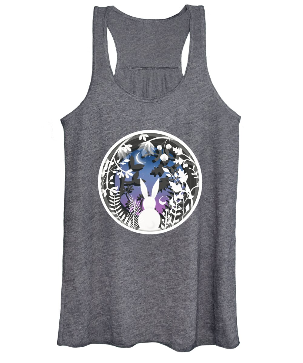 Rabbit Women's Tank Top featuring the painting Moonlight Bunny Star Gazer by Little Bunny Sunshine