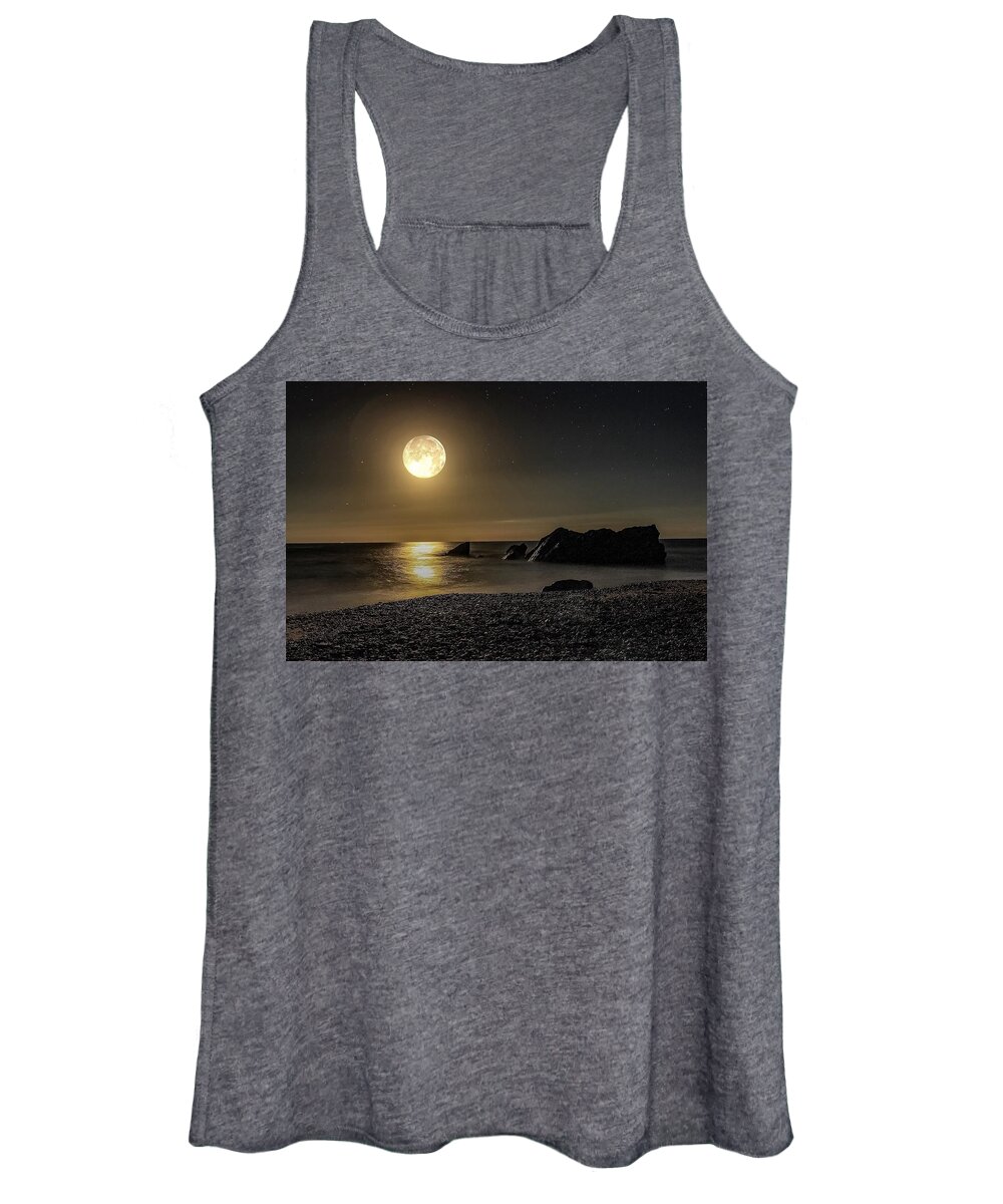 Landscape Women's Tank Top featuring the photograph Moonlight reflection by Claire Whatley