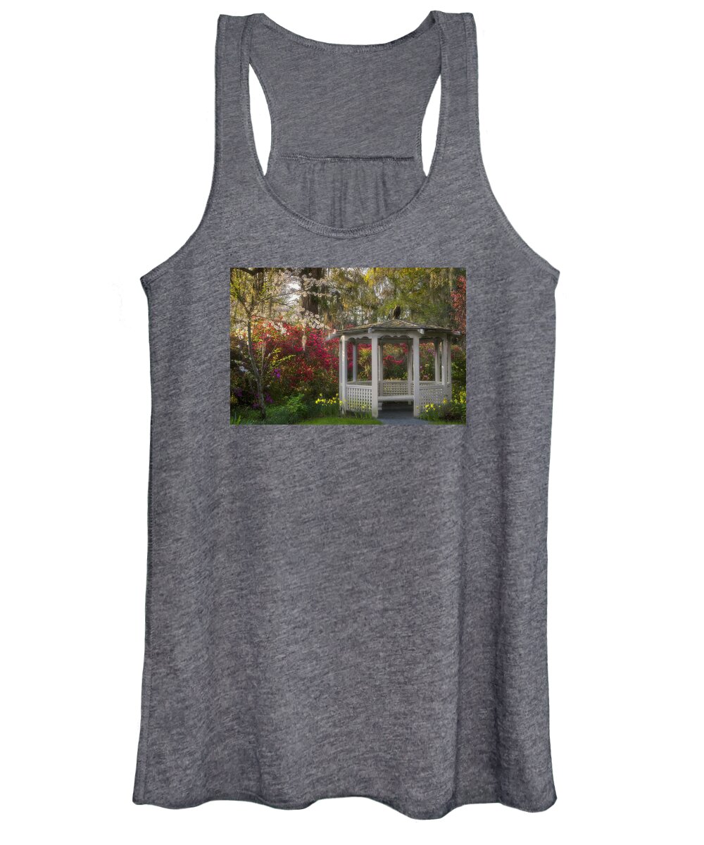 Magnolia Plantations Women's Tank Top featuring the photograph Morning Glow at the Plantations by Ken Barrett