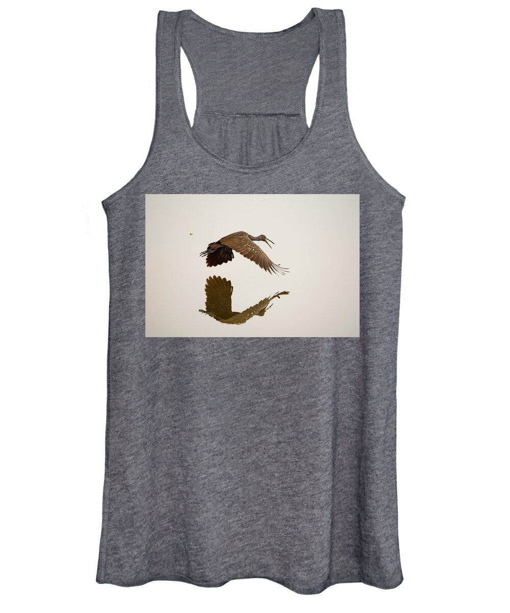 Limpkin Women's Tank Top featuring the photograph Morning Reflection by Artful Imagery