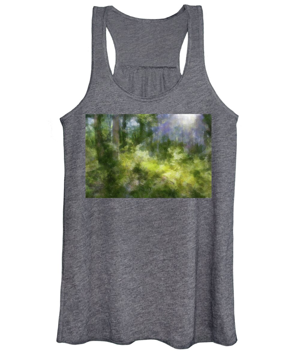 Forest Women's Tank Top featuring the digital art Morning Walk in the Forest by Frances Miller