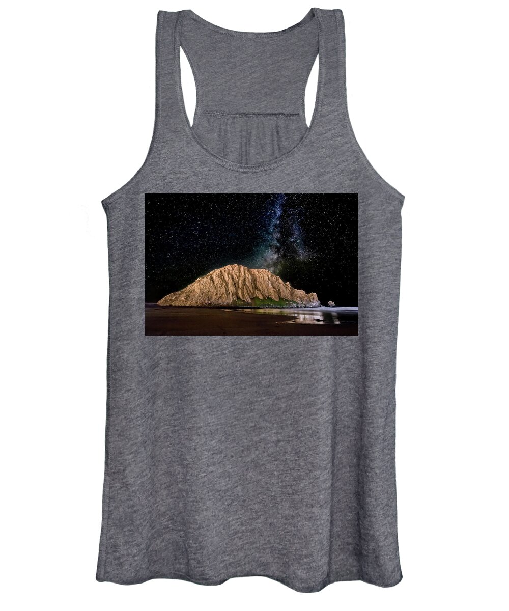 Milky Way Women's Tank Top featuring the photograph Morro Rock After Dark by Beth Sargent