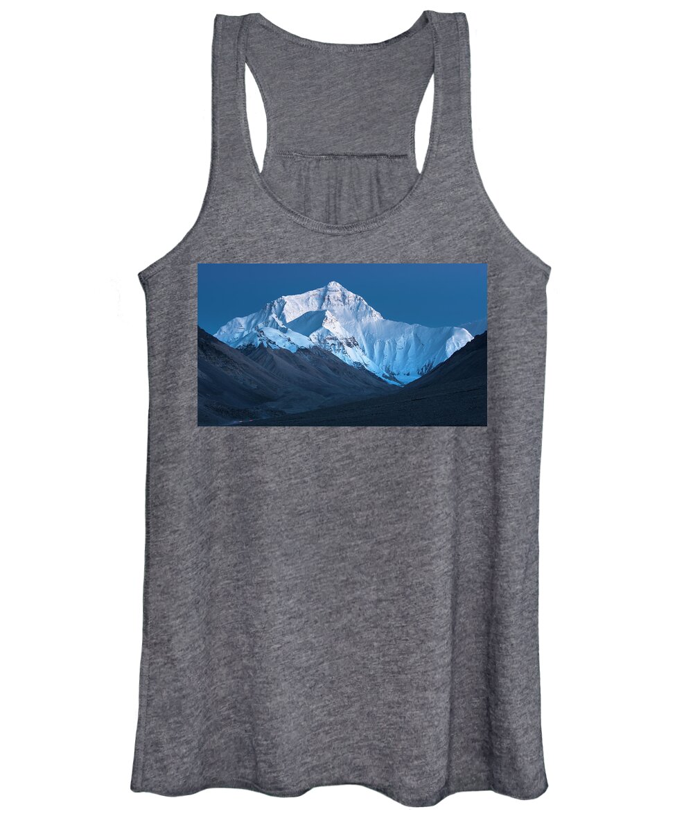 Everest Women's Tank Top featuring the photograph Mount Everest at Blue hour, Rongbuk, 2007 by Hitendra SINKAR