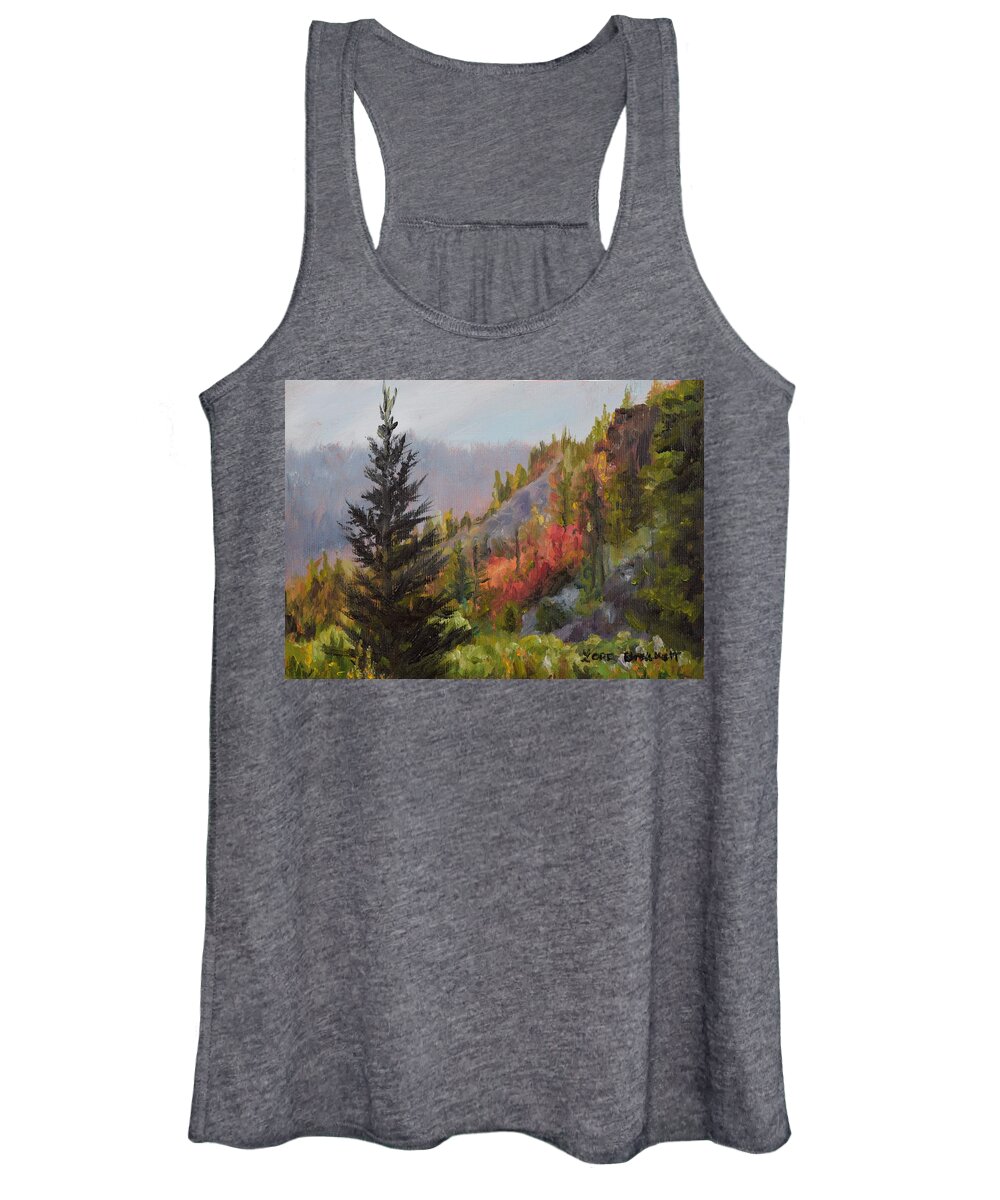 Intermittent Spring Women's Tank Top featuring the painting Mountain Slope Fall by Lori Brackett