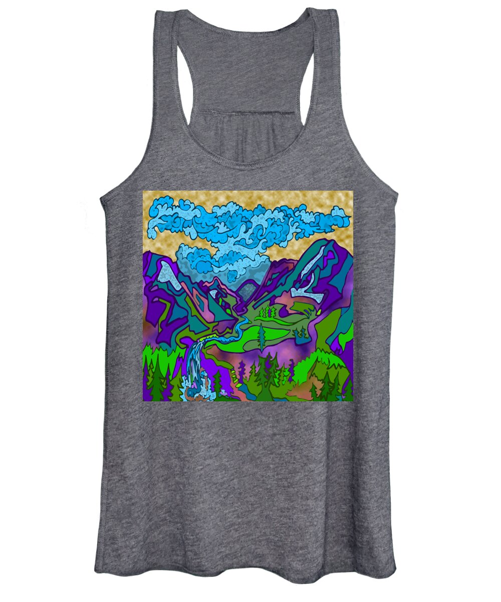 Cloud Women's Tank Top featuring the digital art Mountain Stream1 by Dylan Seibold