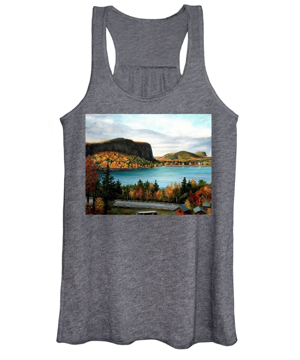 Maine Women's Tank Top featuring the painting Mt. Kineo, Moosehead Lake, Maine by Eileen Patten Oliver