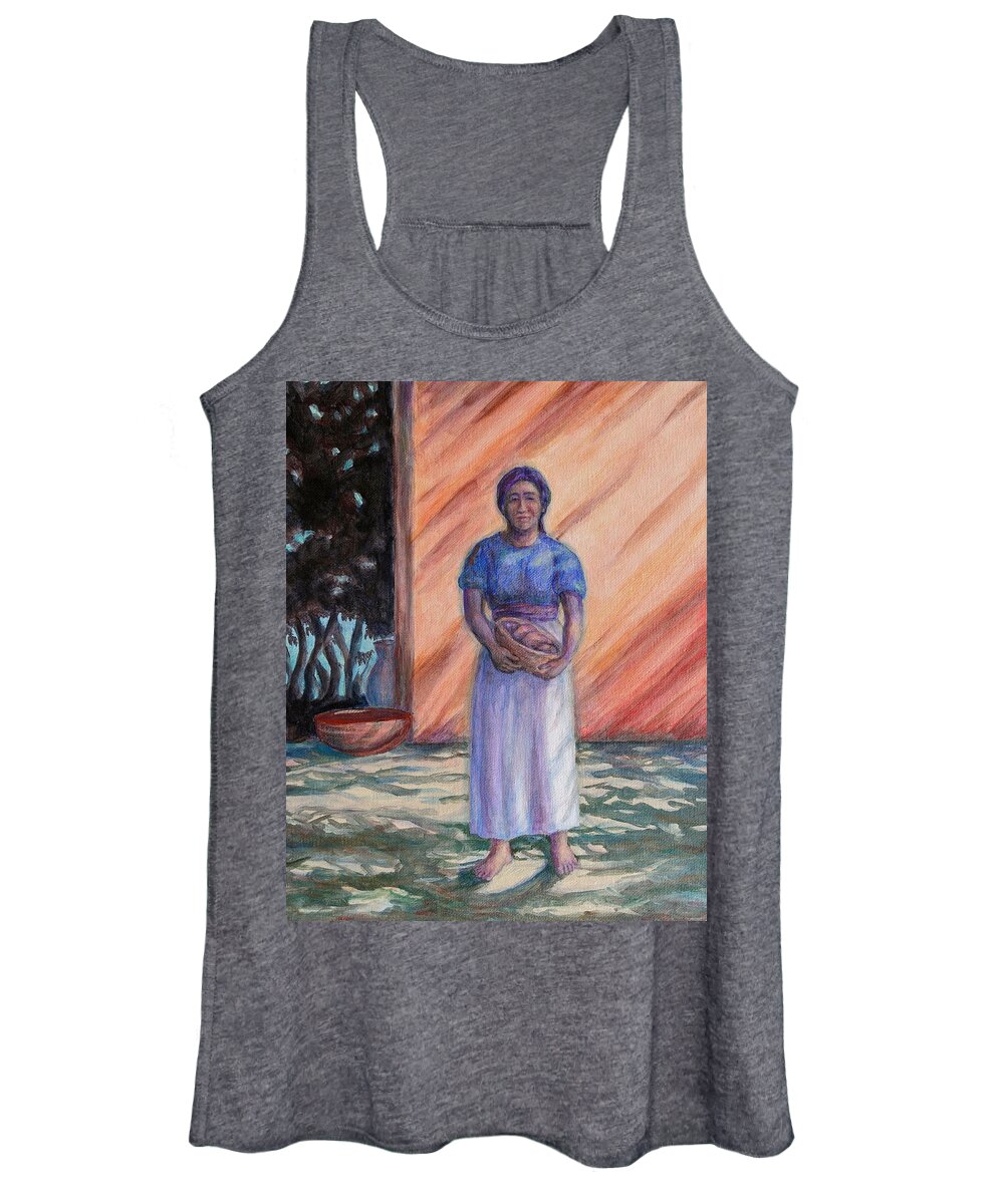 Acrylic Women's Tank Top featuring the painting Mujer en las Sombras - Woman in the Shadows by Michele Myers