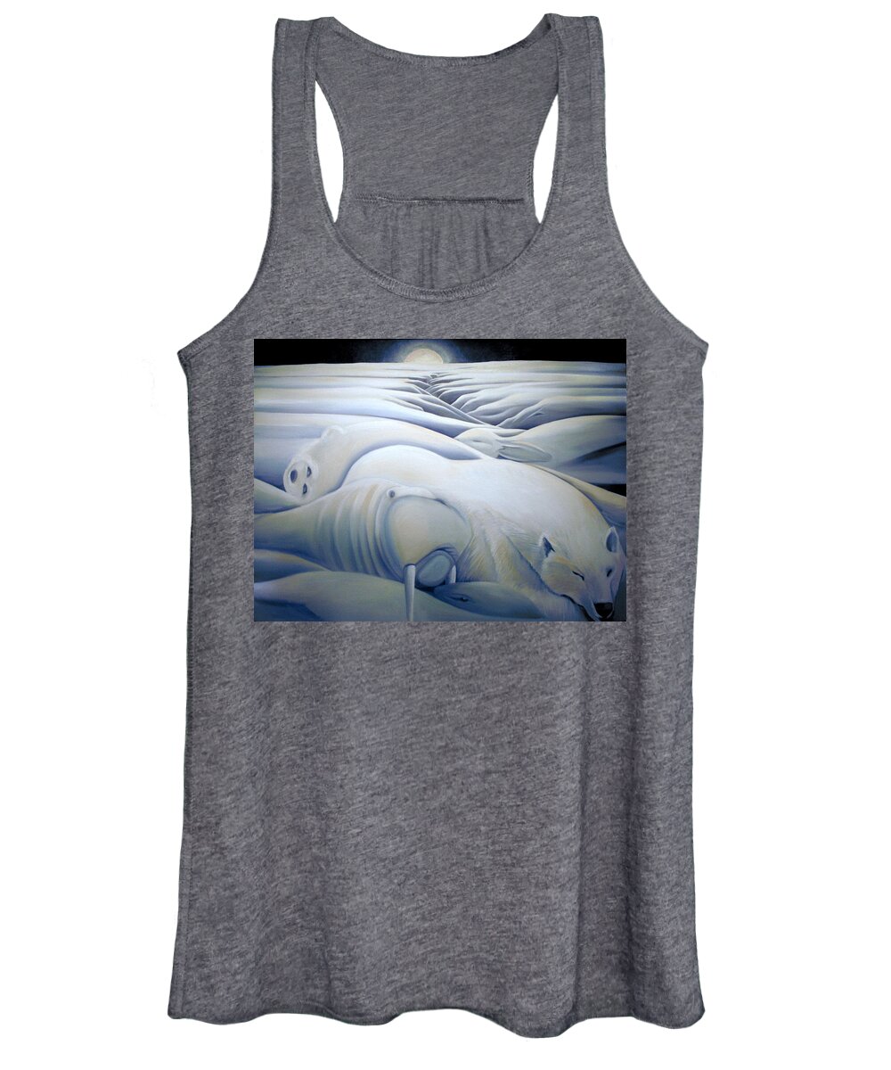 Mural Women's Tank Top featuring the painting Mural Winters Embracing Crevice by Nancy Griswold
