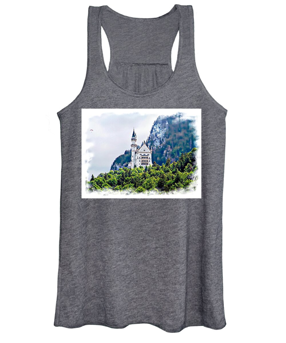 Germany Women's Tank Top featuring the photograph Neuschwanstein Castle with a Glider by Joseph Hendrix