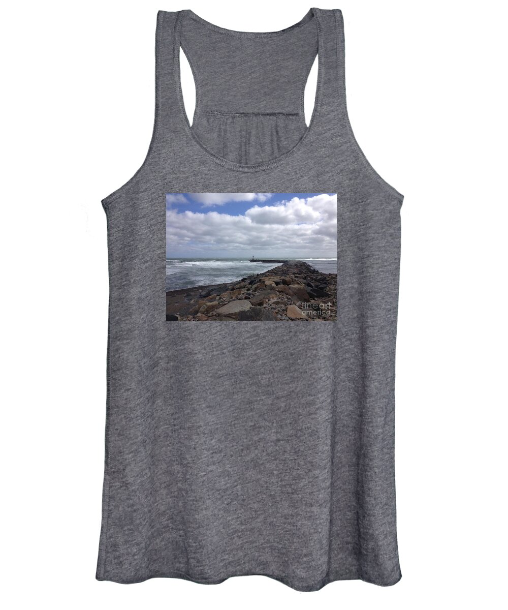 Bay Women's Tank Top featuring the photograph New England Jetty by Barbara Von Pagel