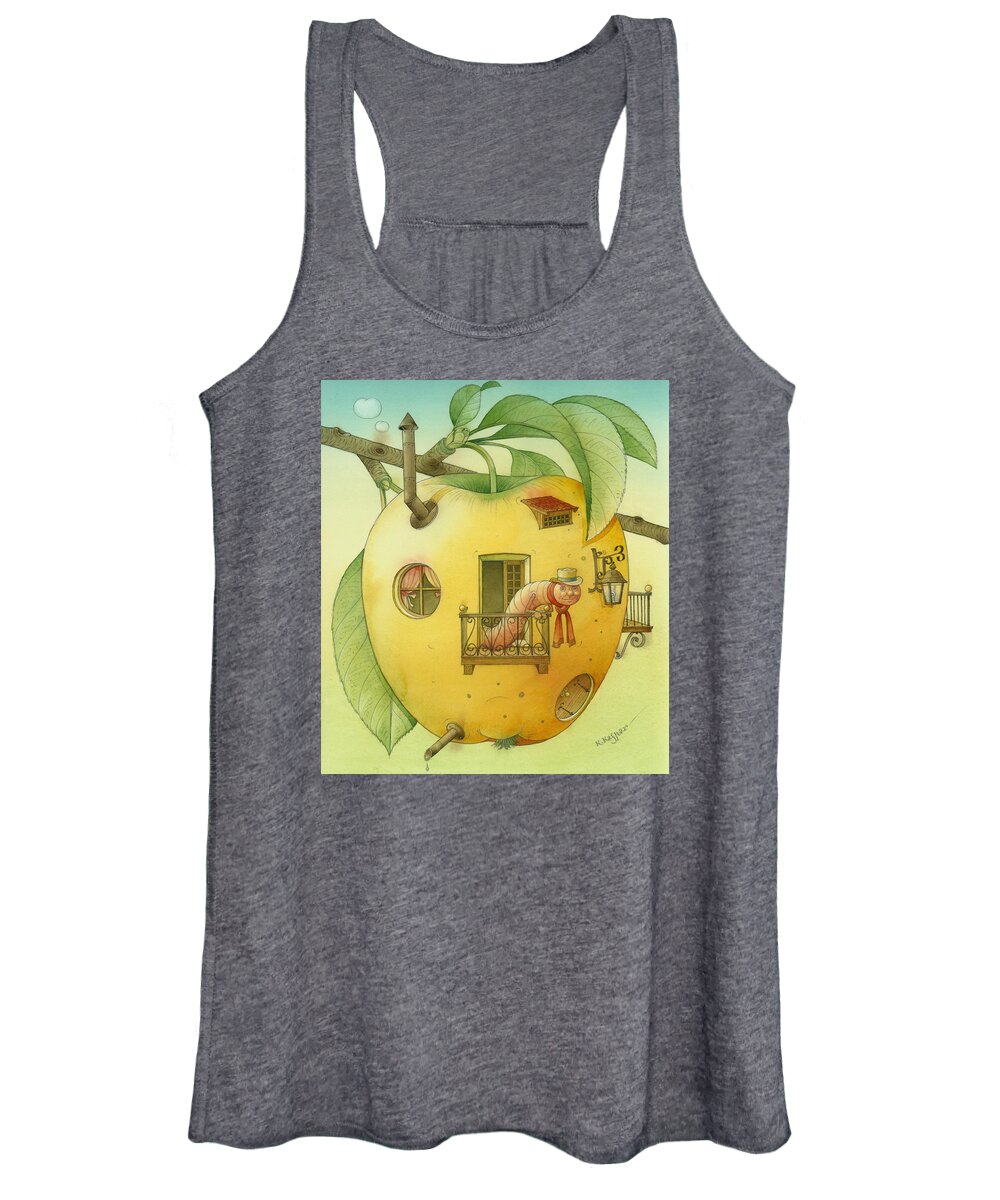 Landscape Women's Tank Top featuring the painting New House by Kestutis Kasparavicius
