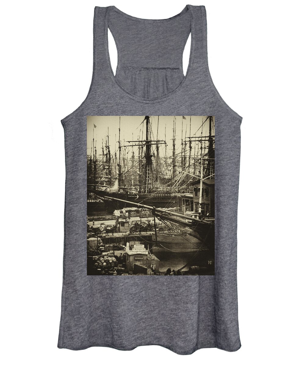 New York Women's Tank Top featuring the photograph New York City Docks - 1800s by Paul W Faust - Impressions of Light