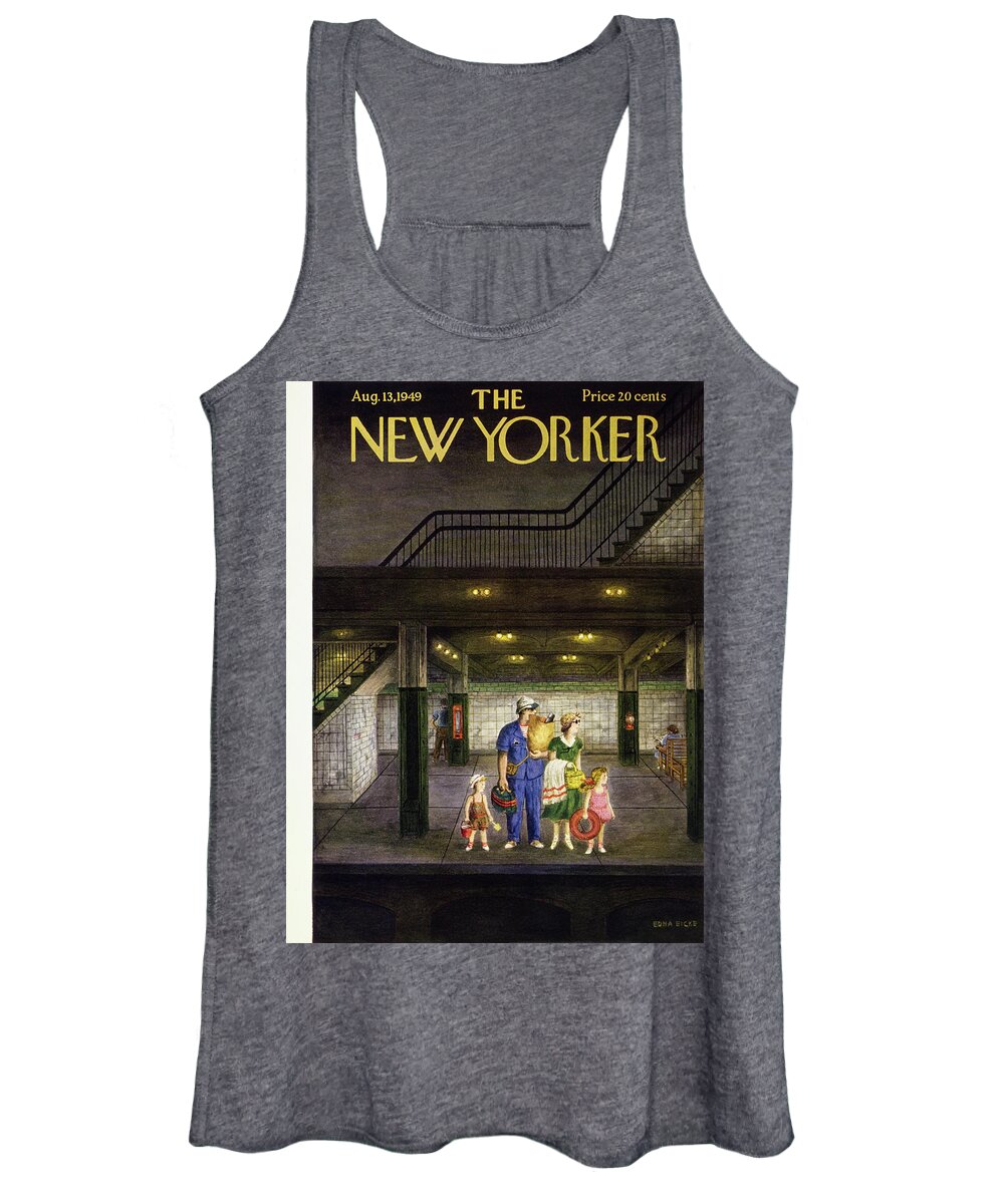 Family Women's Tank Top featuring the painting New Yorker August 13 1949 by Edna Eicke