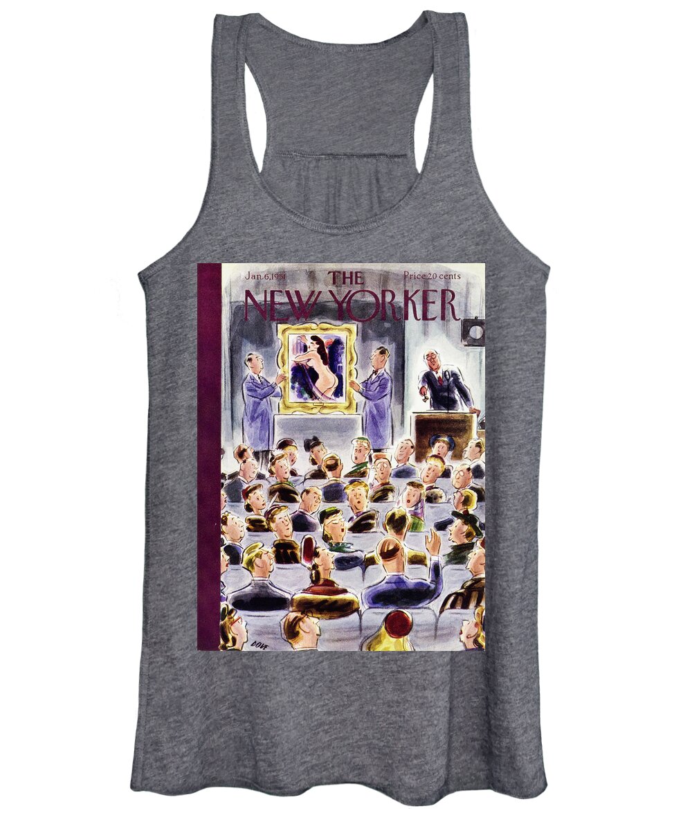 Auction Women's Tank Top featuring the painting New Yorker January 6 1951 by Leonard Dove