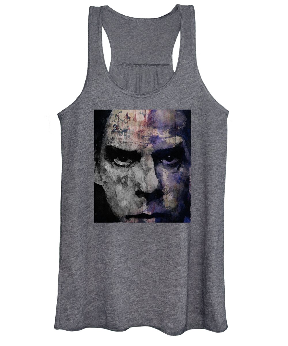 Nick Cave Women's Tank Top featuring the painting Nick Cave Retro by Paul Lovering