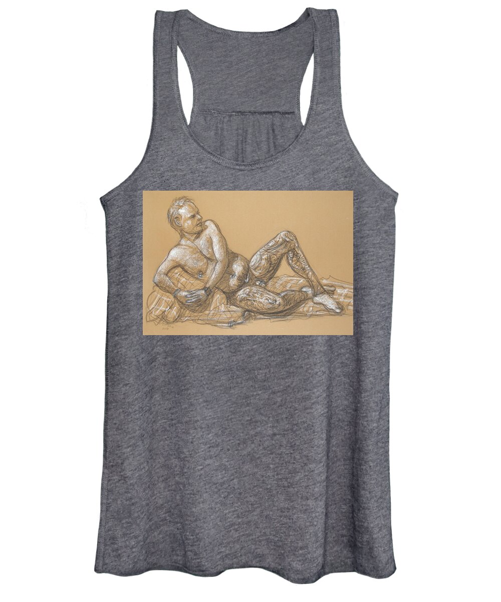 Realism Women's Tank Top featuring the drawing Nick Reclining by Donelli DiMaria