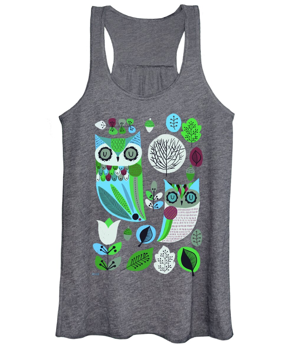 Retro Women's Tank Top featuring the painting Night Owls by Little Bunny Sunshine