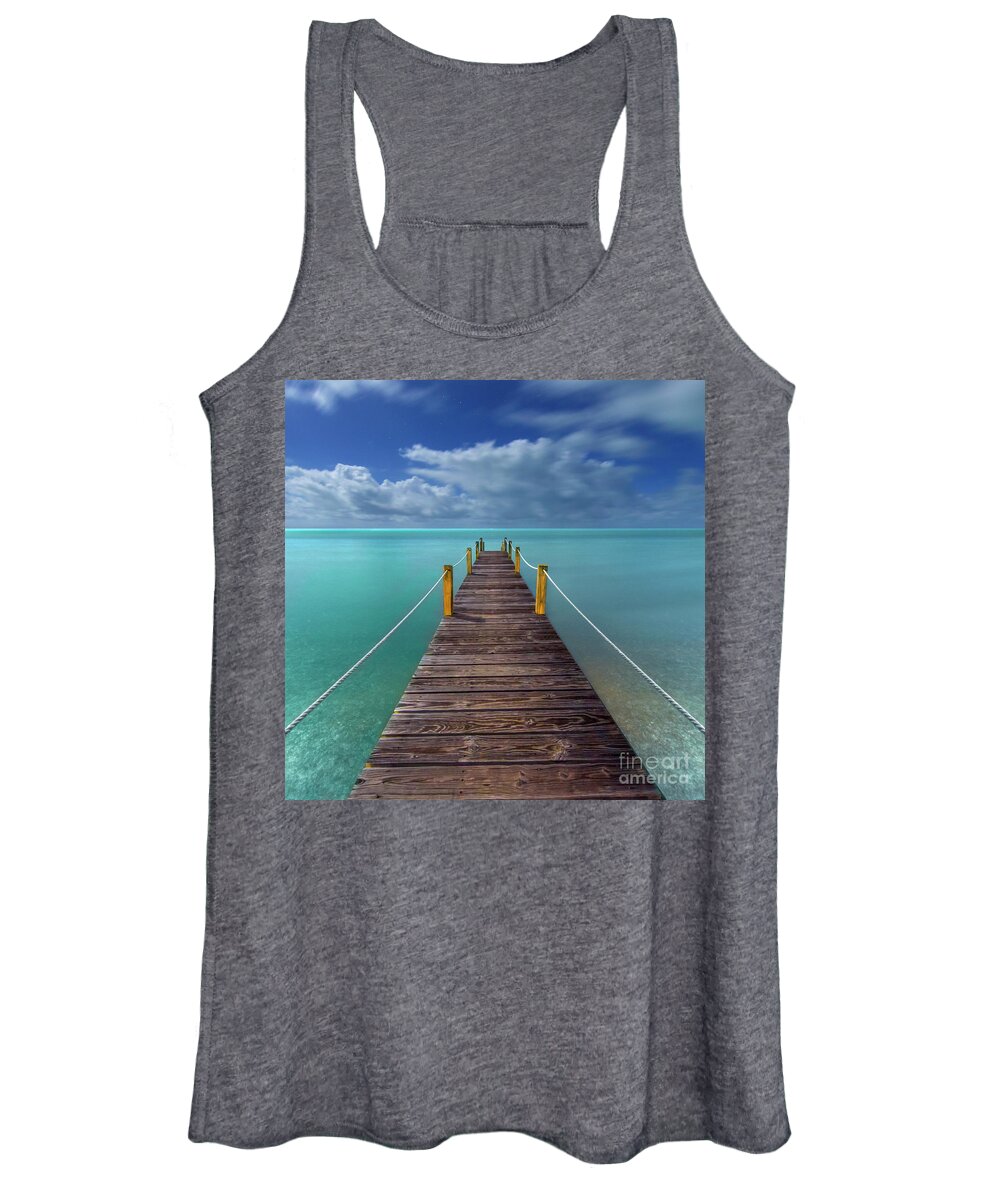 Pier Women's Tank Top featuring the photograph Night Pier by Marco Crupi