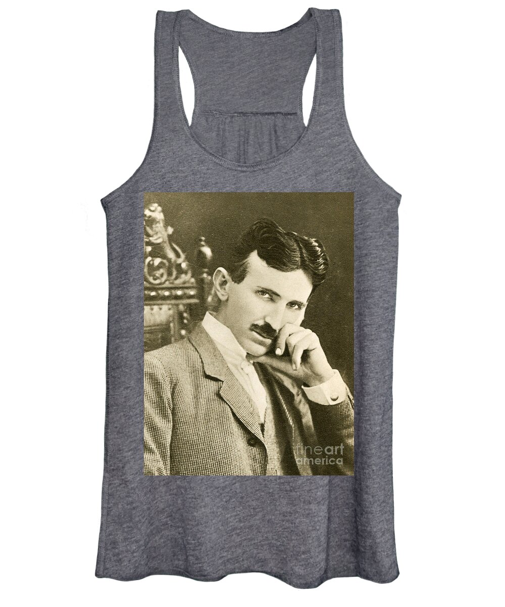 Science Women's Tank Top featuring the photograph Nikola Tesla, Serbian-american Inventor by Photo Researchers