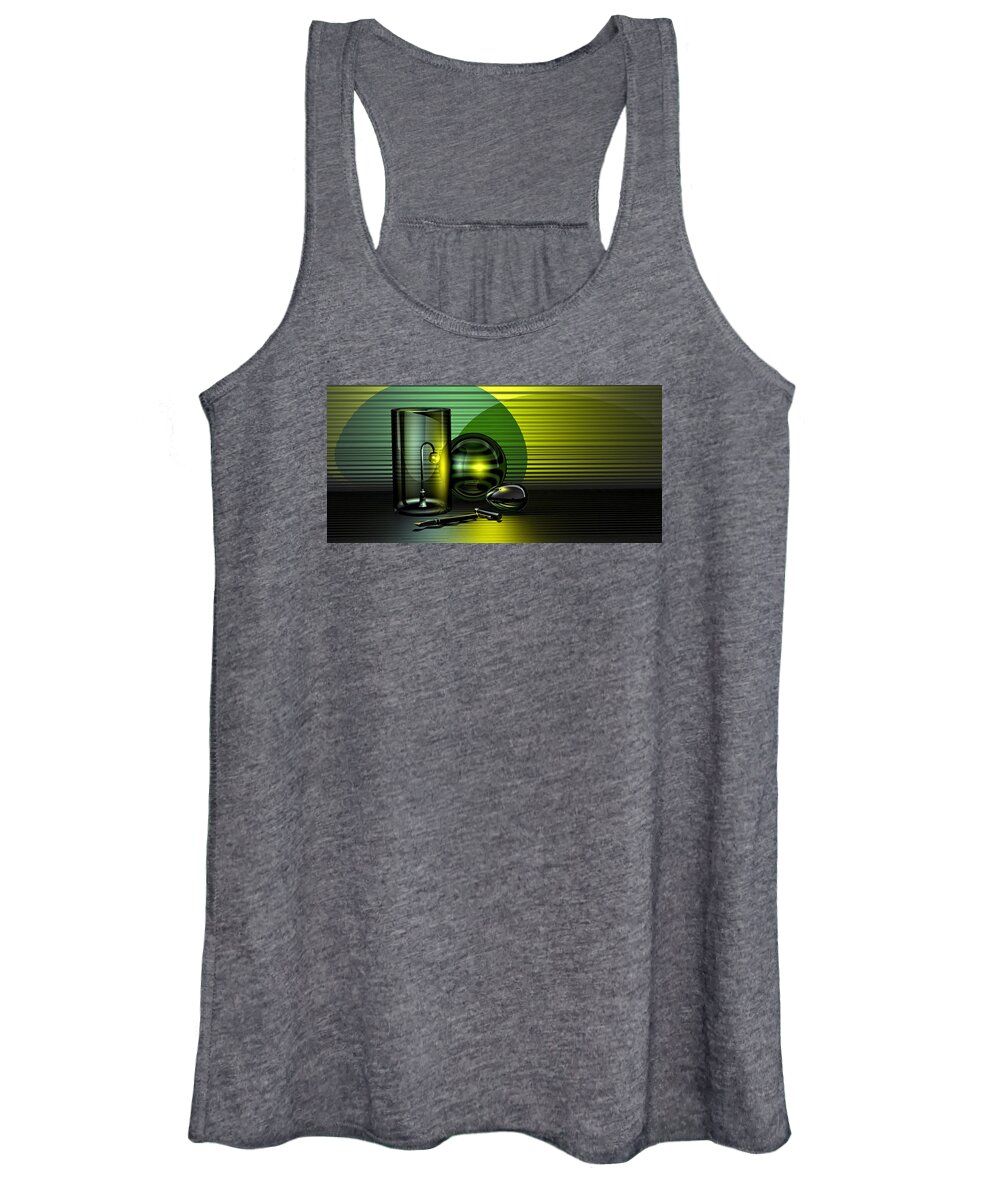 Green Women's Tank Top featuring the digital art Nocturne in Green and Gold by Andrei SKY