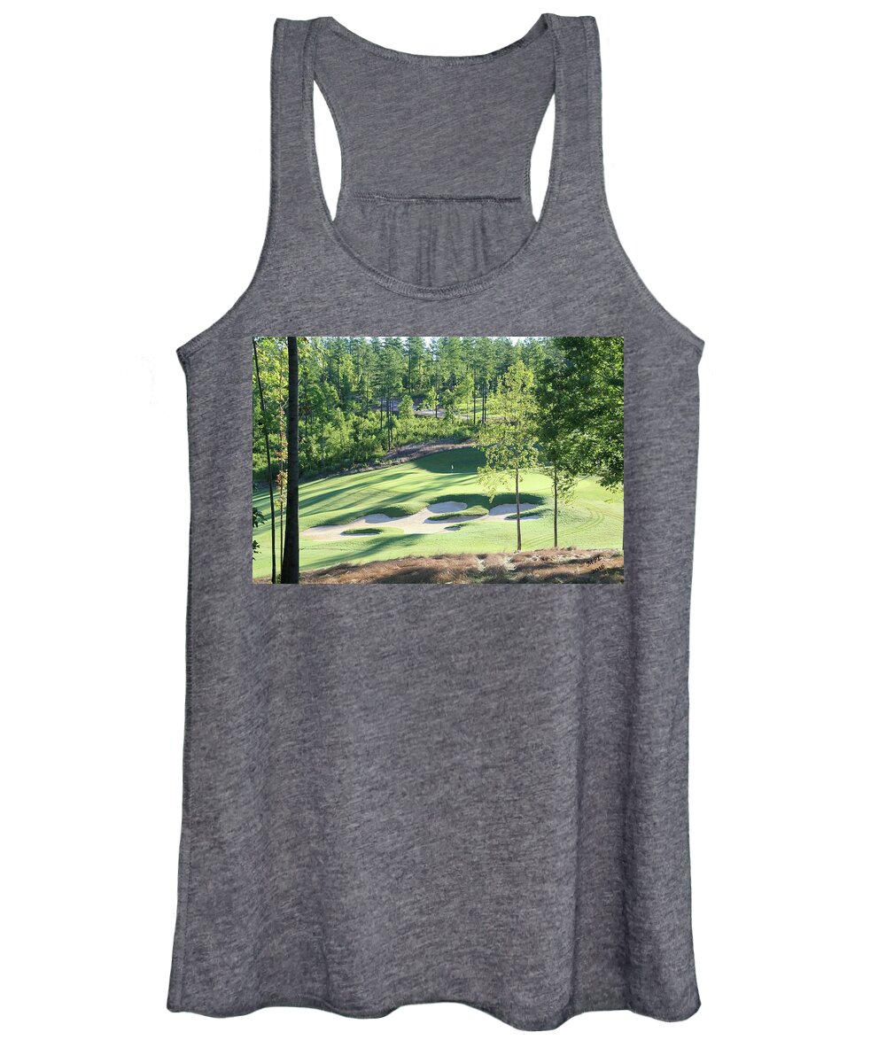 Golf Women's Tank Top featuring the photograph North Carolina Golf Course 12th Hole by Marian Lonzetta