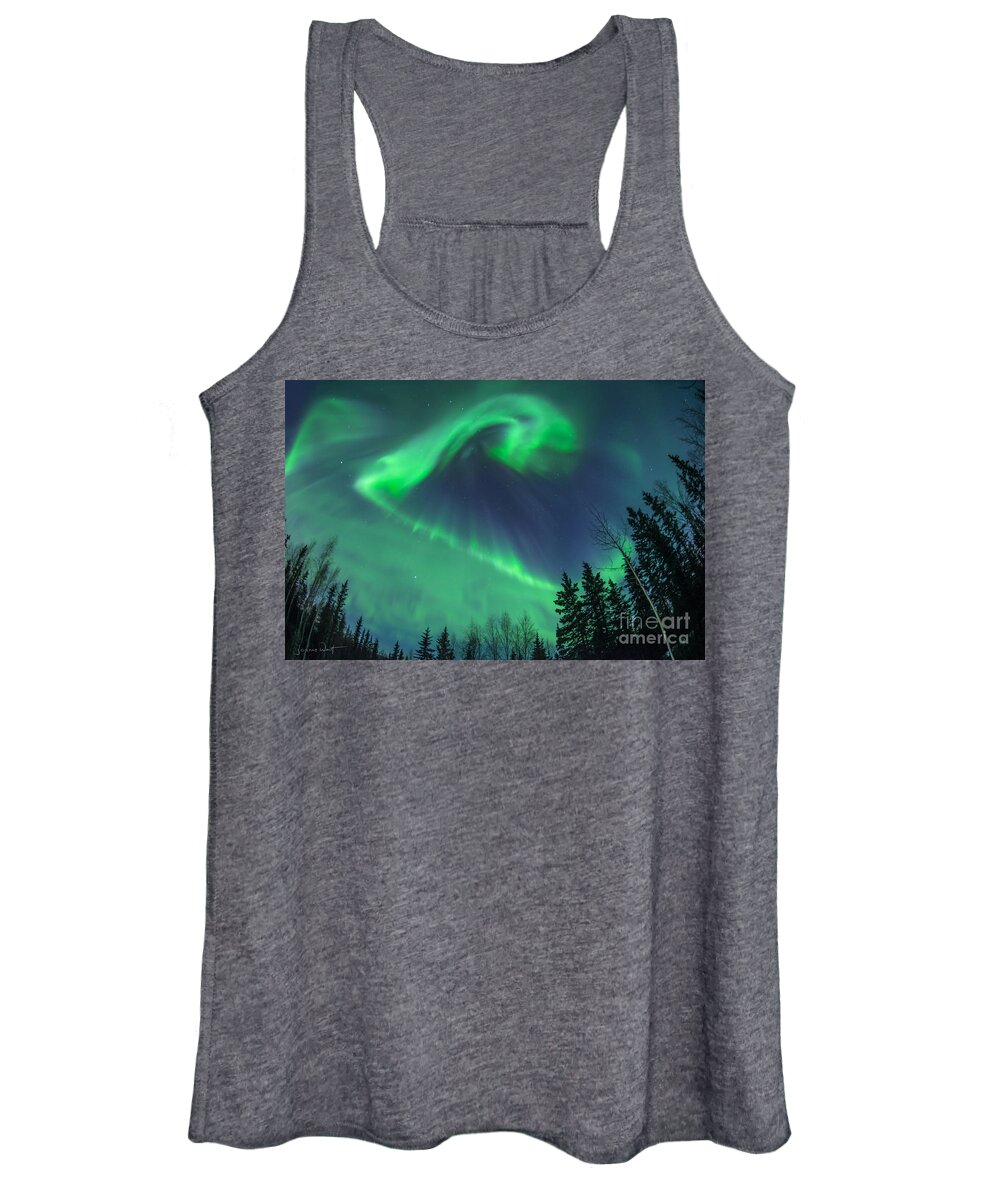 Aurora Borealis Women's Tank Top featuring the photograph Northern Lights Shapeshifting by Joanne West