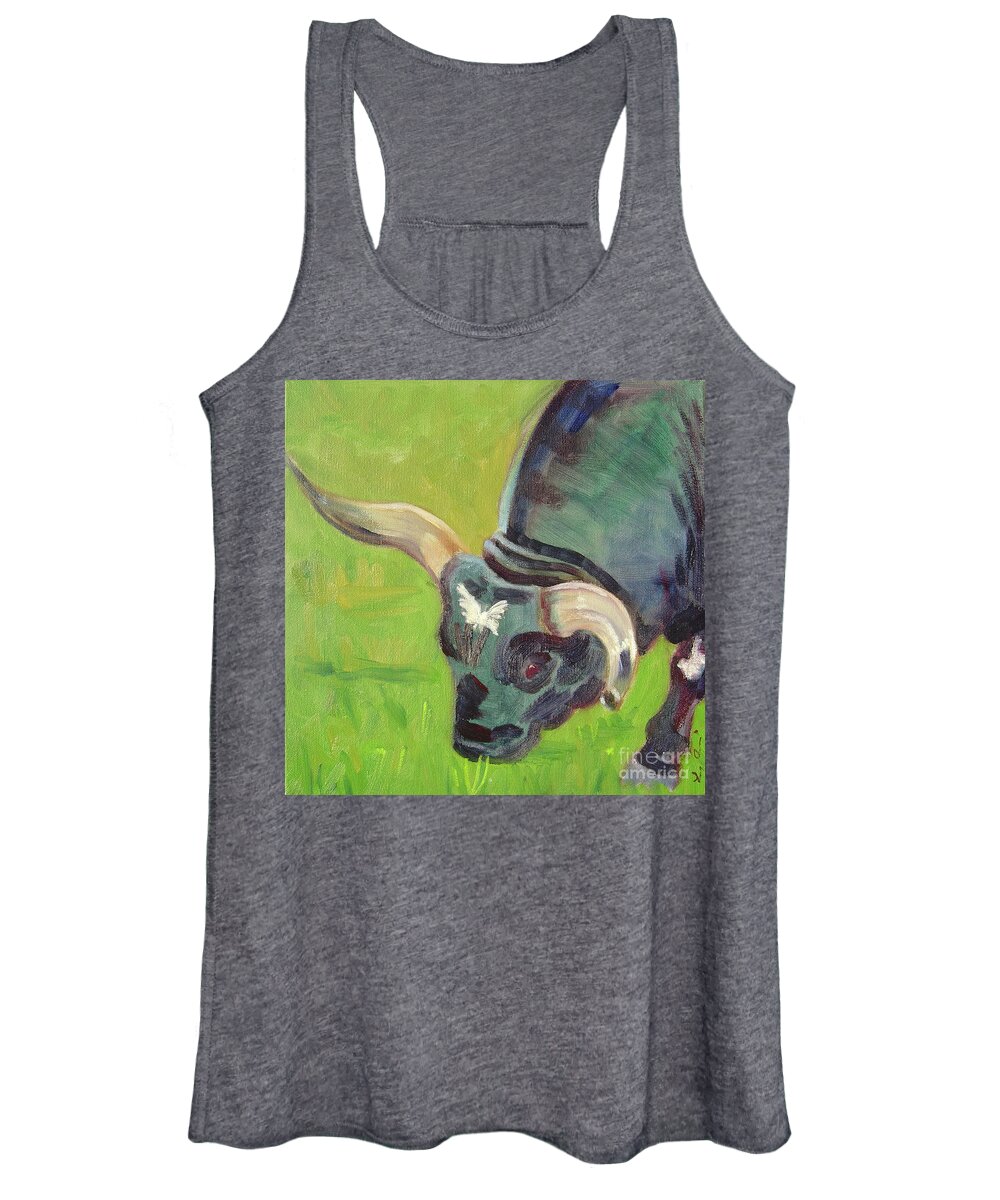 Long-horn Women's Tank Top featuring the painting Obstinance by Lilibeth Andre