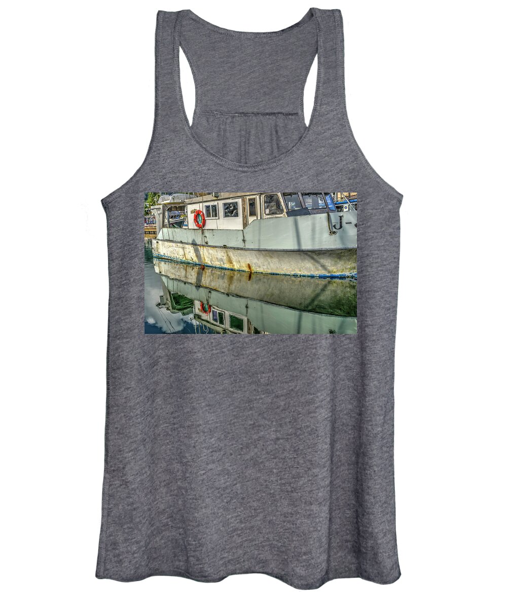 Alaska Women's Tank Top featuring the photograph Old Boat Reflections by Roberta Kayne