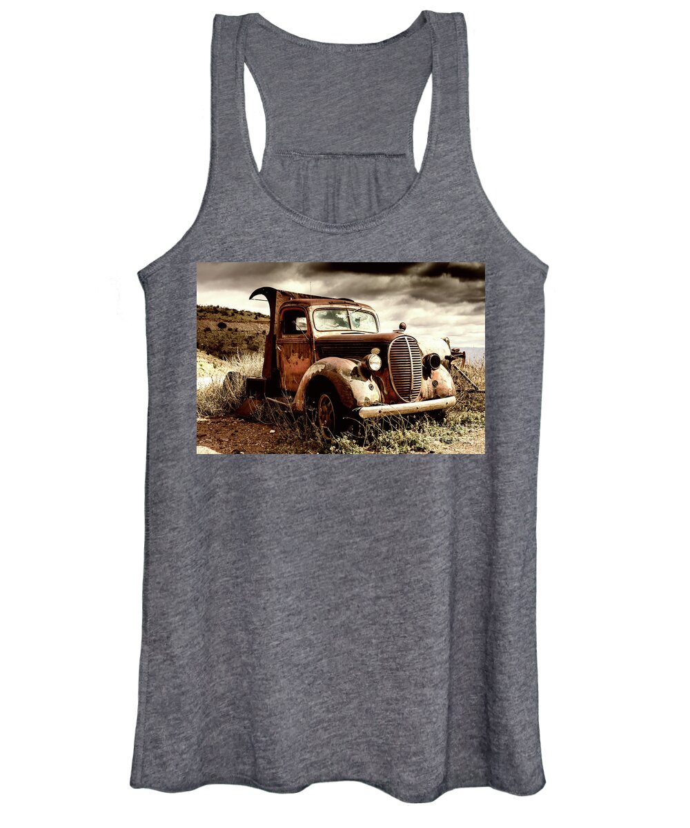 Old Ford Truck Women's Tank Top featuring the photograph Old Ford Truck in the Arizona Desert by M G Whittingham