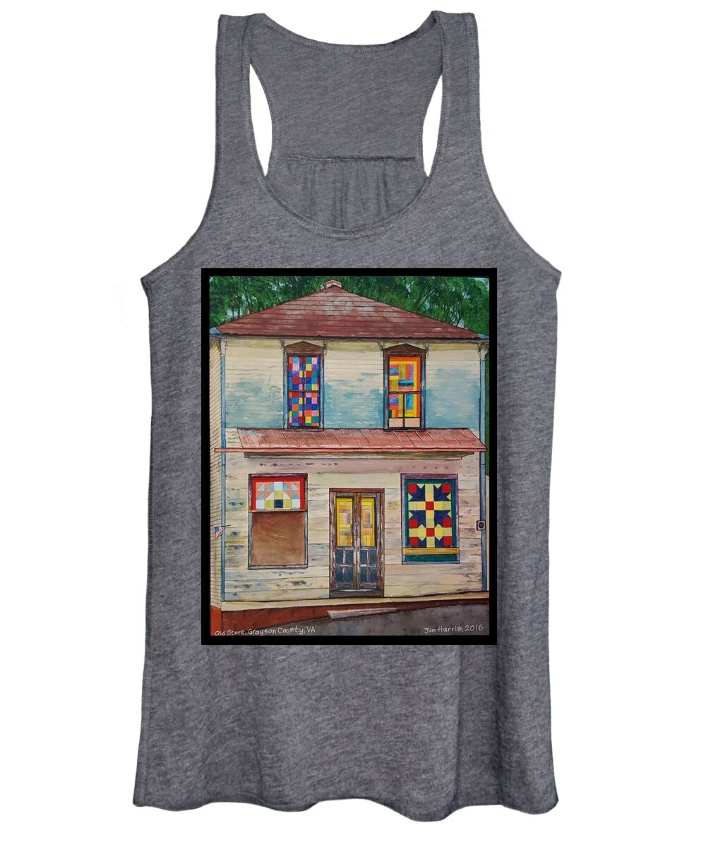 Store Women's Tank Top featuring the painting Old Grayson County Store by Jim Harris