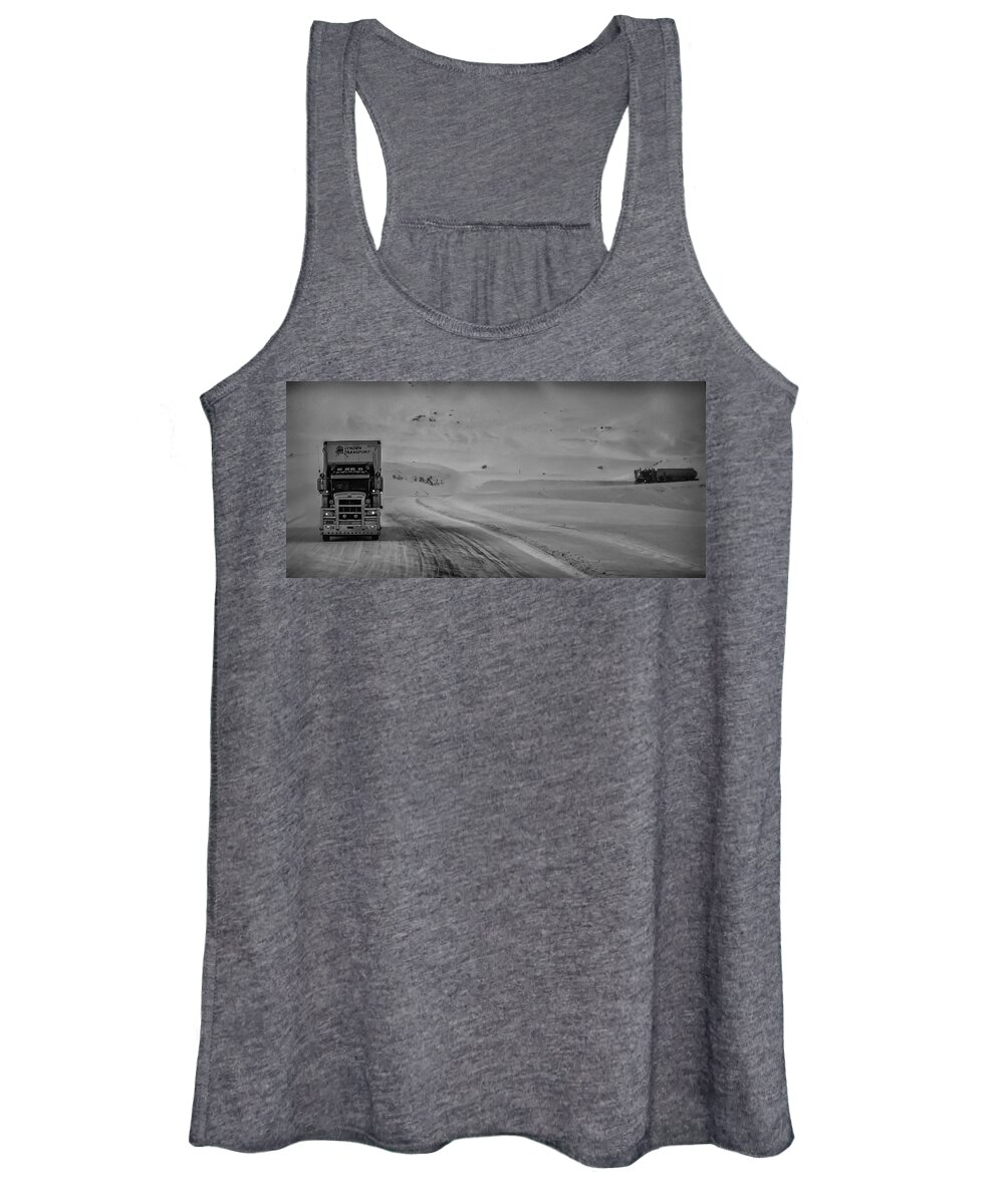 Ice Road Truckers Women's Tank Top featuring the photograph On the Dolton Highway by John Roach