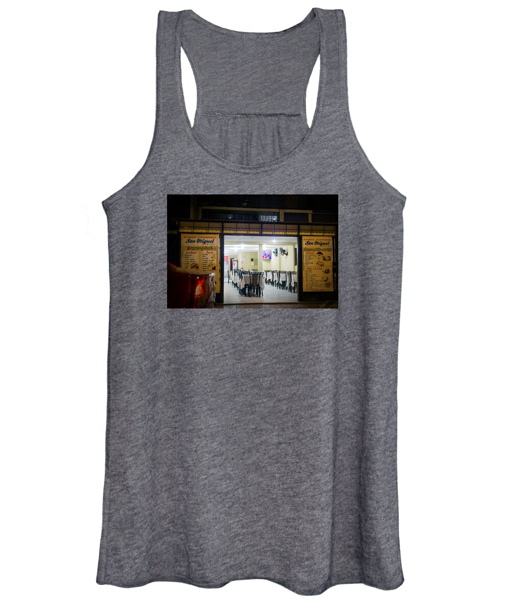 Lima Women's Tank Top featuring the photograph Open Restaurant in Lima, Peru by Kathryn McBride