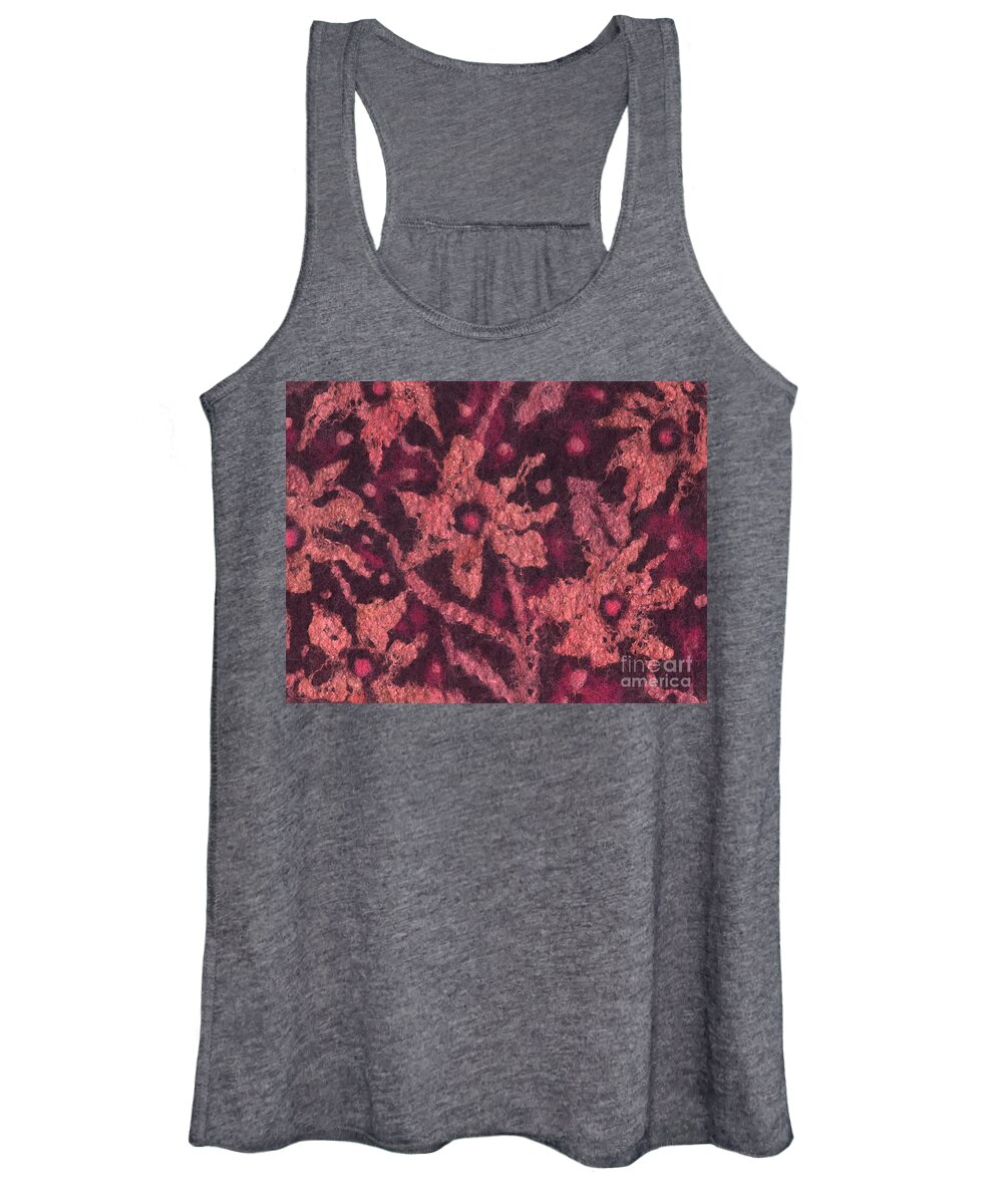 Felt Tapestry Women's Tank Top featuring the mixed media Coral flowers, Wool Painting, Fiber Art by Julia Khoroshikh
