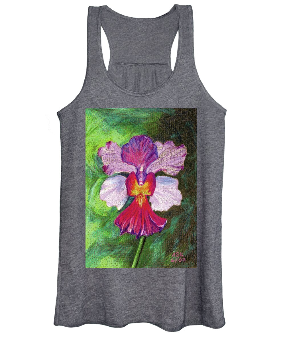 Orchid Women's Tank Top featuring the drawing Orchid by Anne Katzeff