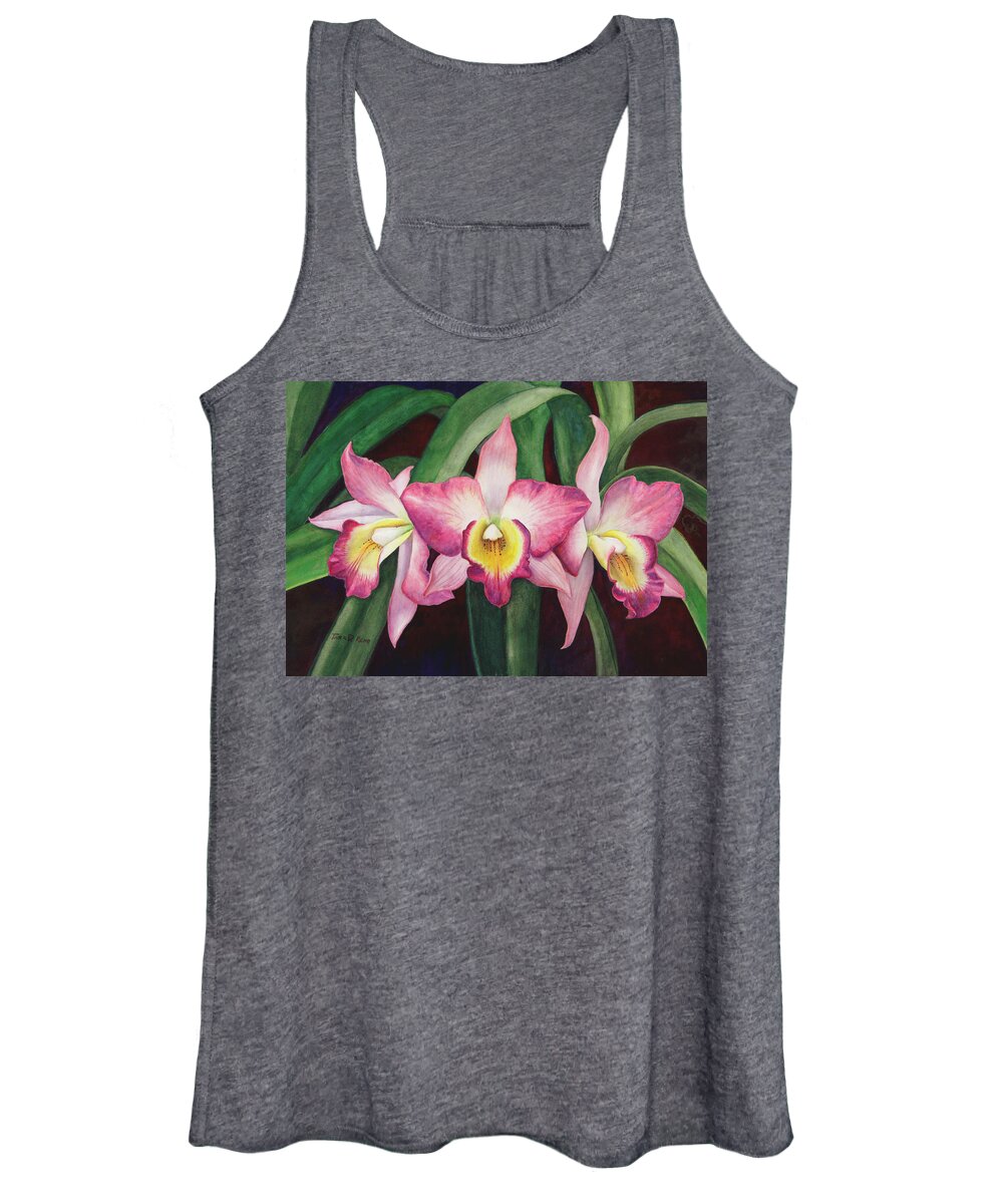 Orchid Women's Tank Top featuring the painting Orchid Trio by Tara D Kemp