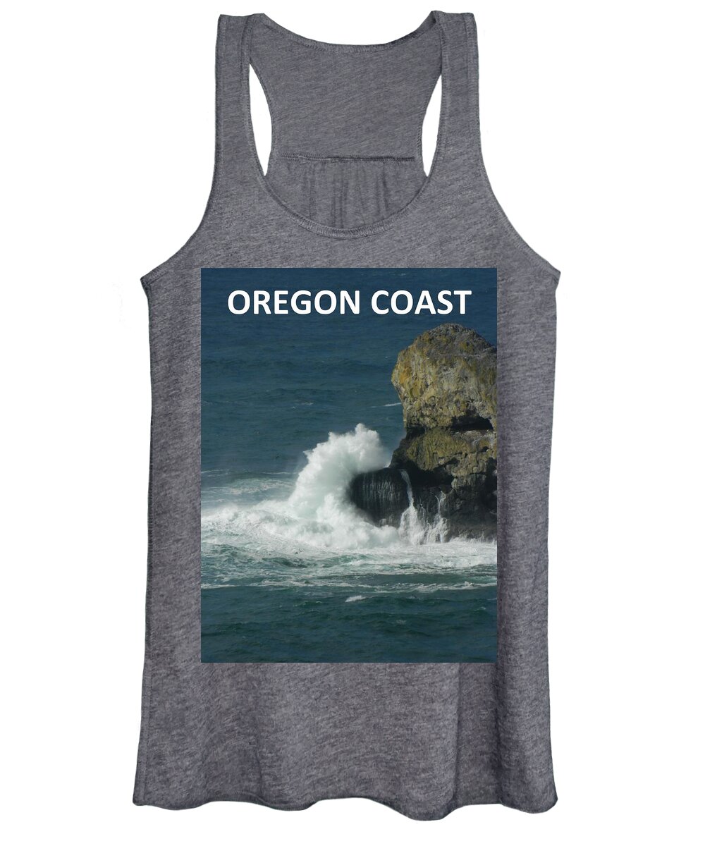 Wave Splashes Women's Tank Top featuring the photograph Oregon Coast Beauty In Splashes by Gallery Of Hope 