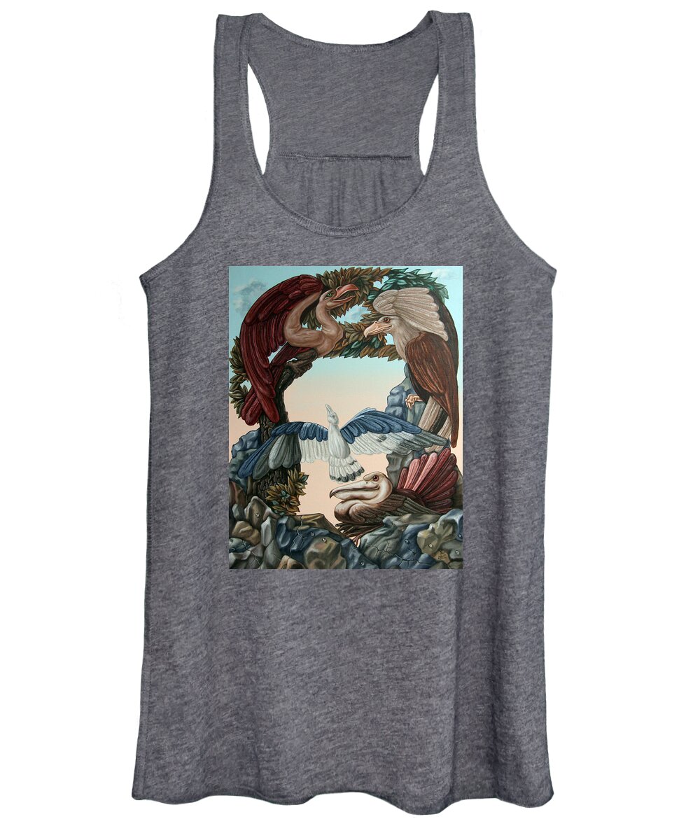 Ludwig Van Beethoven Women's Tank Top featuring the painting Ornithological symphony by Ludwig van Beethove by Victor Molev
