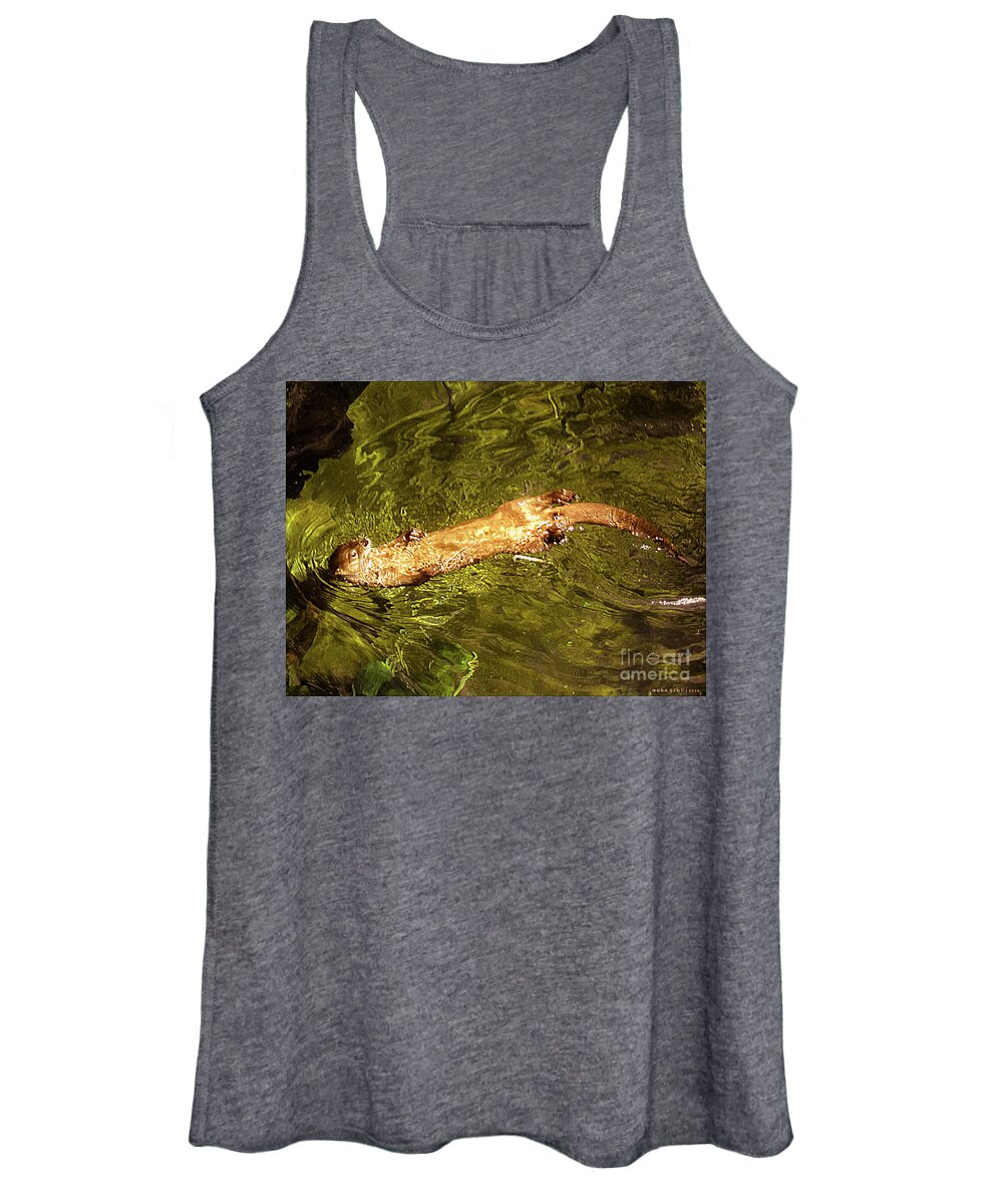Mona Stut Women's Tank Top featuring the photograph Otter Relaxation by Mona Stut