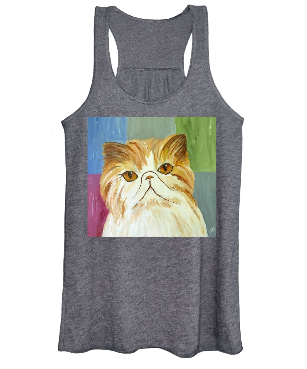 Cat Women's Tank Top featuring the painting Pablo by Victoria Lakes