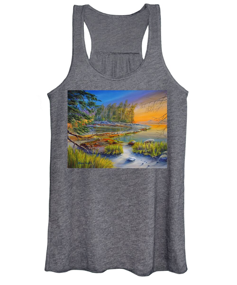 Sunset Women's Tank Top featuring the painting Pacific Rim National Park by Wayne Enslow