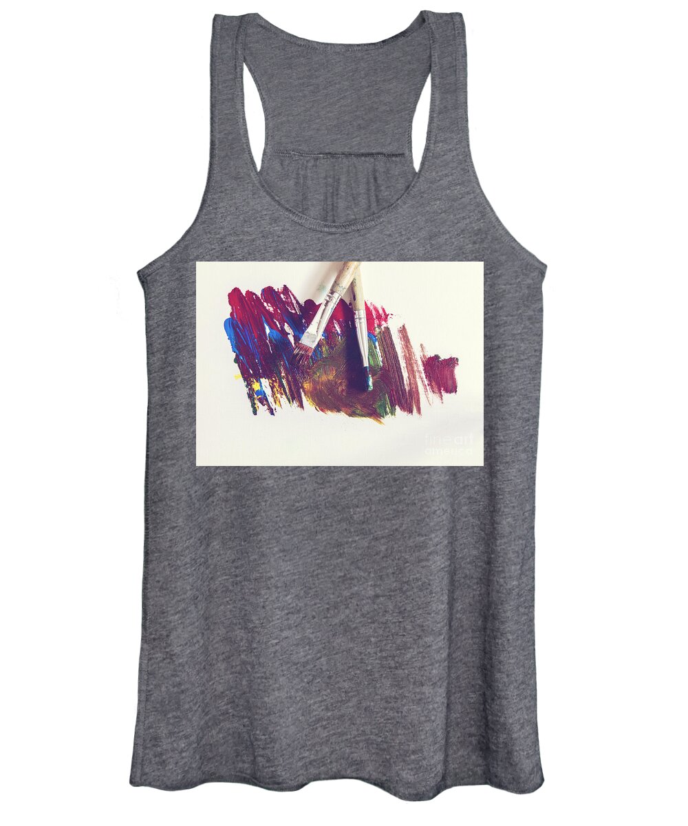 Yellow Women's Tank Top featuring the photograph Paint smeared on paper by Sophie McAulay