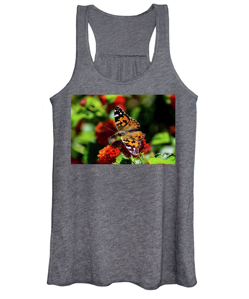 Painted Lady Butterfly Women's Tank Top featuring the photograph Painted Lady Butterfly by Douglas Killourie