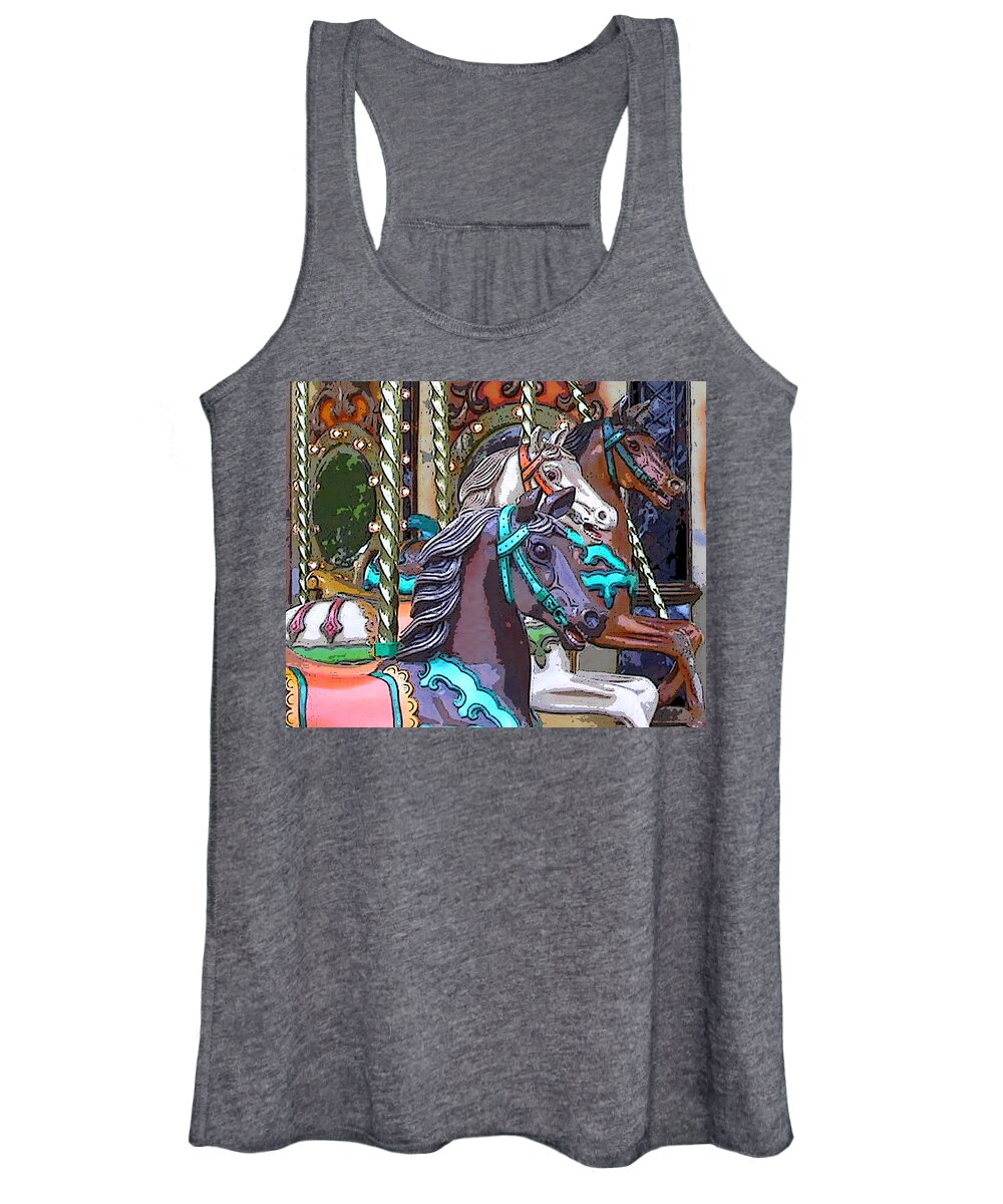 Carousel Women's Tank Top featuring the photograph Painted Ponies by Anne Cameron Cutri
