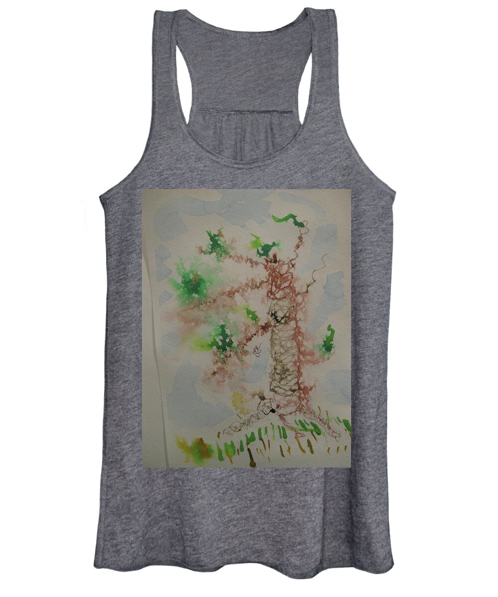 Ink Drawing Women's Tank Top featuring the drawing Palm Tree by AJ Brown