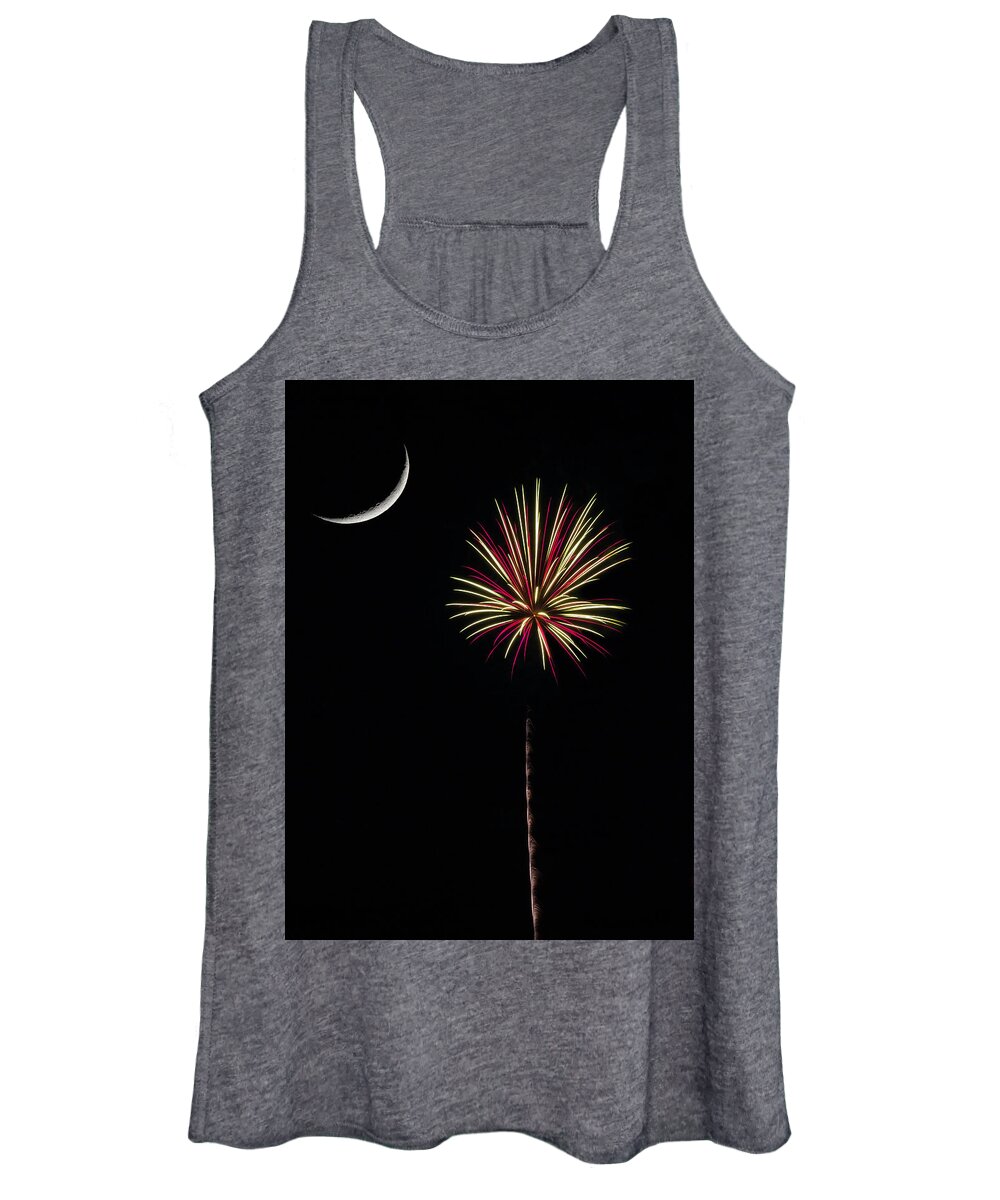 Fireworks Women's Tank Top featuring the photograph Palmetto Fireworks by David Palmer