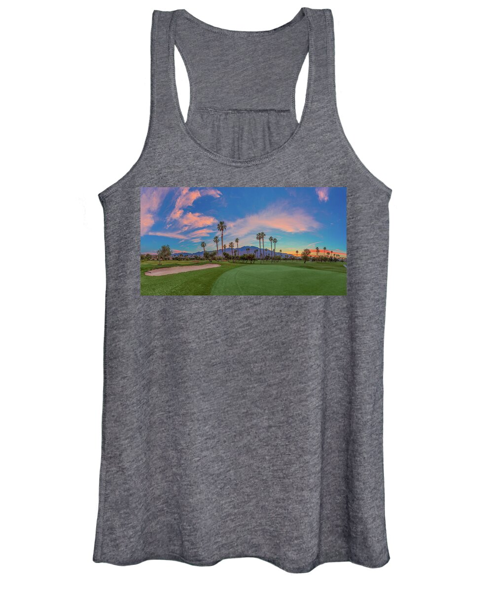 Palm Springs Women's Tank Top featuring the photograph Panorama Palm Springs Golfing by Scott Campbell
