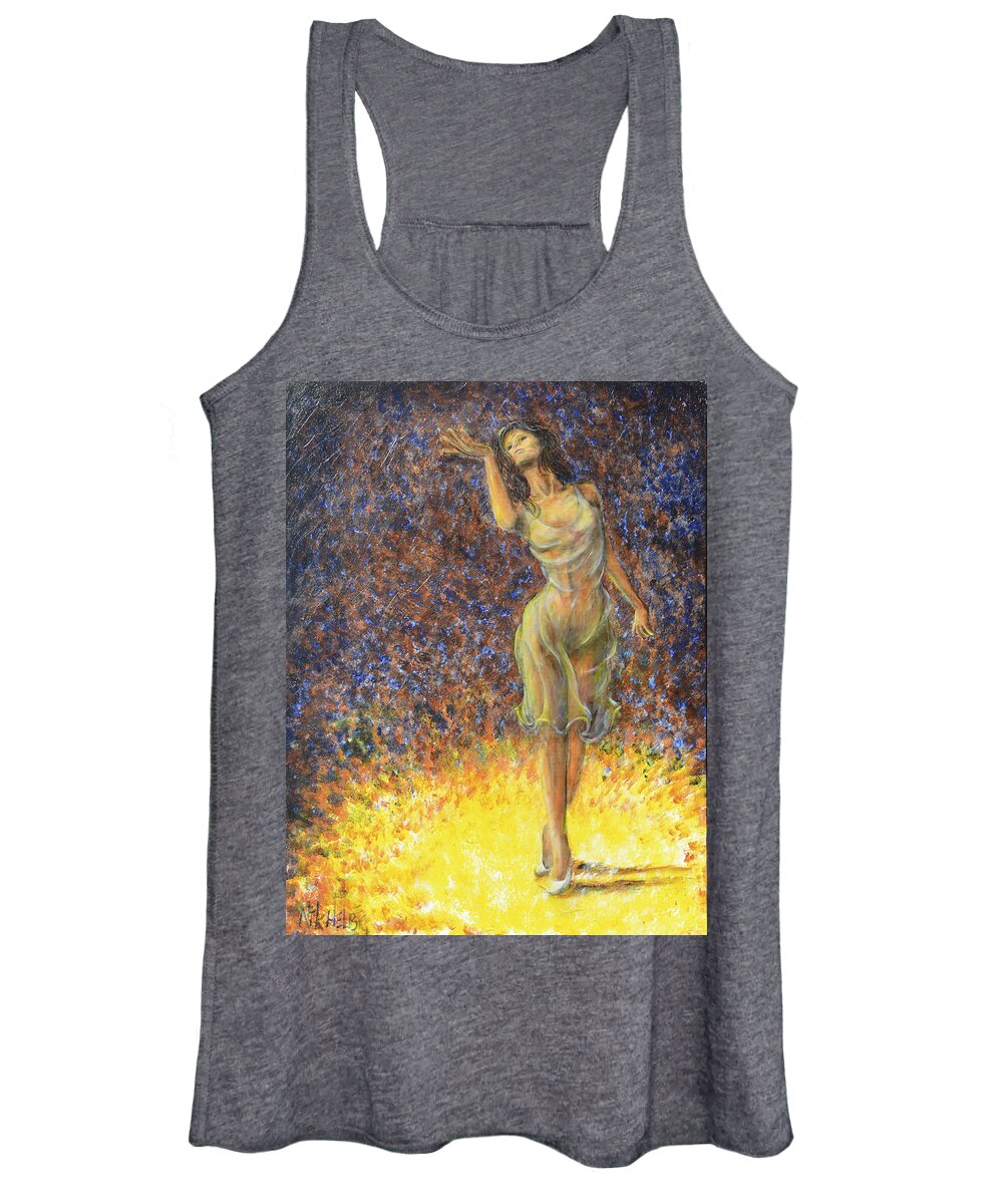 Woman Women's Tank Top featuring the painting Parting Dancer by Nik Helbig